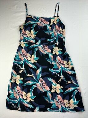 Roxy Mini Dress Sundress Summer Beach Y2K Vacation Travel Hawaiian Print M
